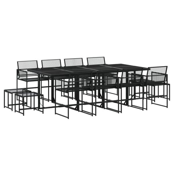 vidaXL Ensemble &agrave; manger de jardin 13 pcs noir r&eacute;sine tress&eacute;e