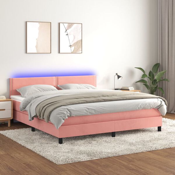 vidaXL Sommier &agrave; lattes de lit avec matelas LED Rose 180x200 cm