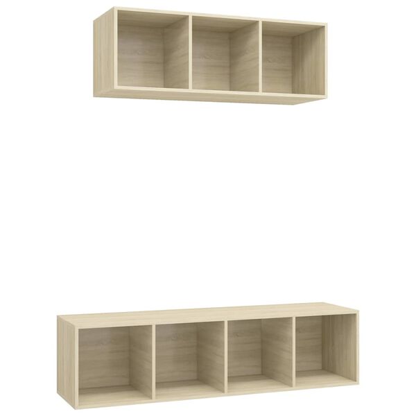 vidaXL Ensemble de meubles TV 2 pcs Ch&ecirc;ne sonoma Bois d'ing&eacute;nierie