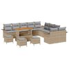 vidaXL Ensemble de canap&eacute; de jardin 14 pc Beige polyrotin