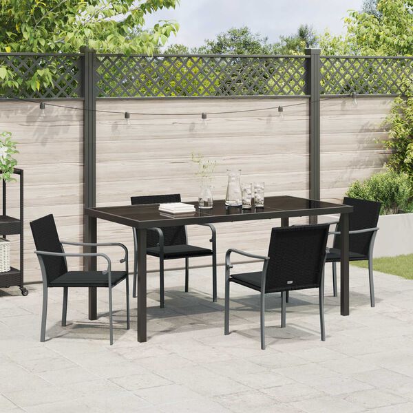 vidaXL Ensemble de salle &agrave; manger pour jardin 5 pcs Noir et gris