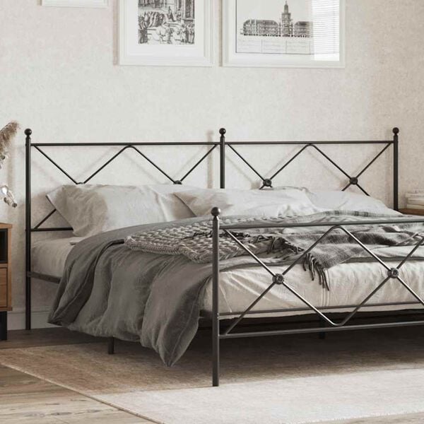 vidaXL T&ecirc;te de lit de remplacement m&eacute;tal noir 200 cm