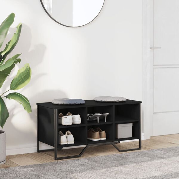 vidaXL Armoire &agrave; chaussures noir 90x38x45,5 cm bois d'ing&eacute;nierie