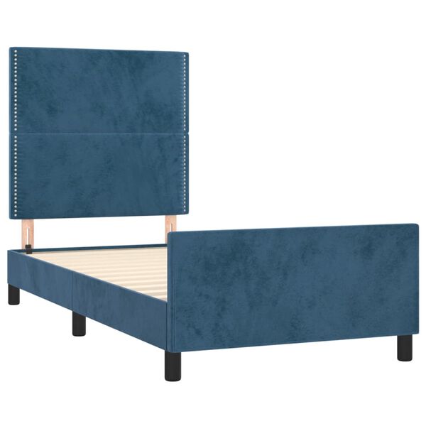 vidaXL Cadre de lit sans matelas bleu fonc&eacute; 90x190 cm velours