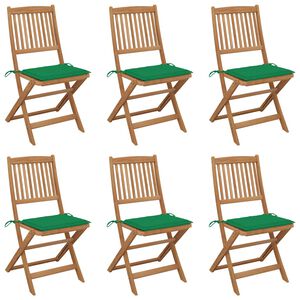 vidaXL Chaises pliantes 6 pi&egrave;ces avec coussins en bois d'acacia massif