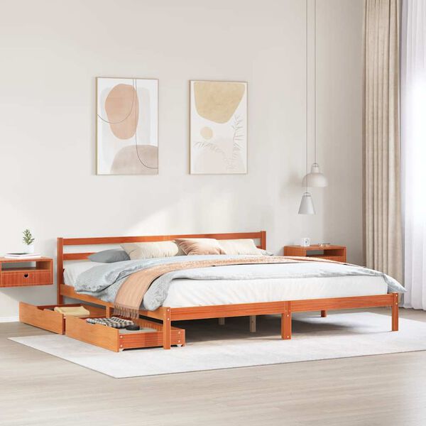 vidaXL Cadre de lit sans matelas cire marron 200x200cm bois pin massif