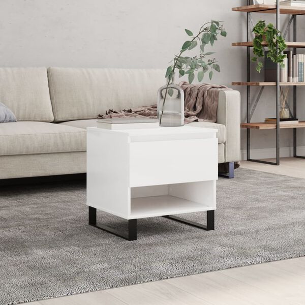 vidaXL Table basse blanc brillant 50x46x50 cm bois d&rsquo;ing&eacute;nierie