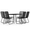 vidaXL Ensemble &agrave; manger de jardin 7 pcs Noir