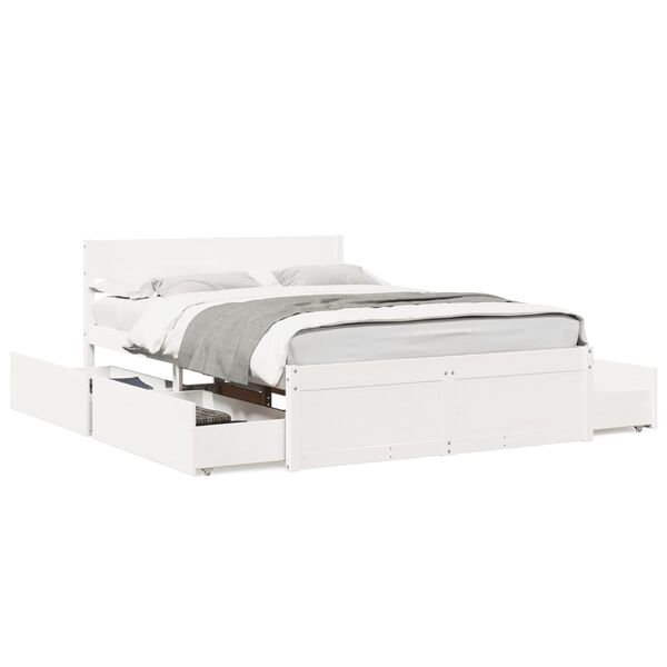 vidaXL Cadre de lit sans matelas blanc 135x190 cm bois de pin massif