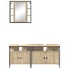 vidaXL Ensemble de mobilier de salle de bain avec &eacute;tag&egrave;re 3 pcs Marron