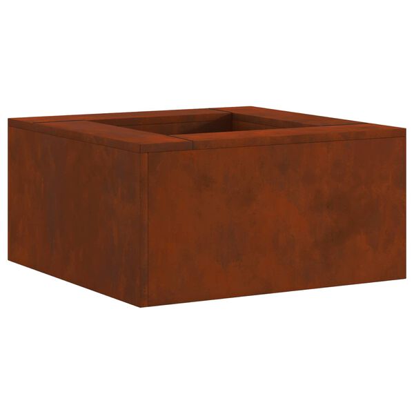 vidaXL Foyer de chemin&eacute;e Marron 60 x 60 x 30 cm Acier patin&eacute;
