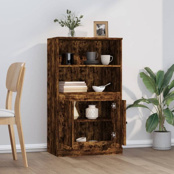 vidaXL Buffet haut ch&ecirc;ne fum&eacute; 60x35,5x103,5 cm bois d'ing&eacute;nierie