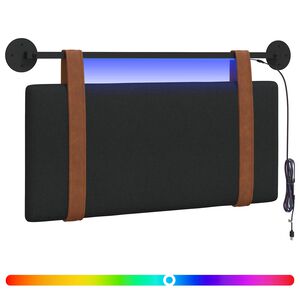 vidaXL T&ecirc;te de lit suspendue Avec lumi&egrave;re LED Noir PU antique
