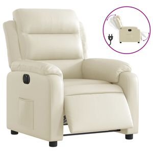 vidaXL Fauteuil inclinable &eacute;lectrique Cr&egrave;me Similicuir
