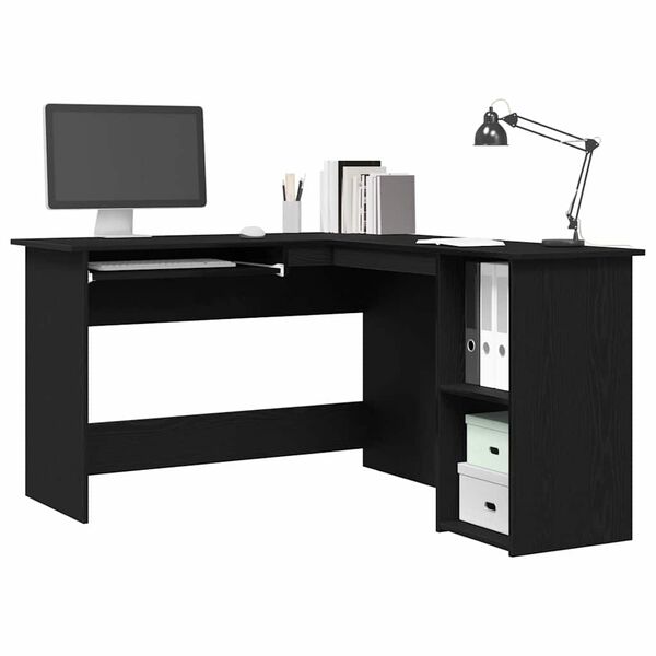 vidaXL Bureau d'angle Ch&ecirc;ne noir 120 x 140 x 75 cm Bois d'ing&eacute;nierie
