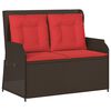 vidaXL Banc inclinable de jardin avec coussins marron r&eacute;sine tress&eacute;e