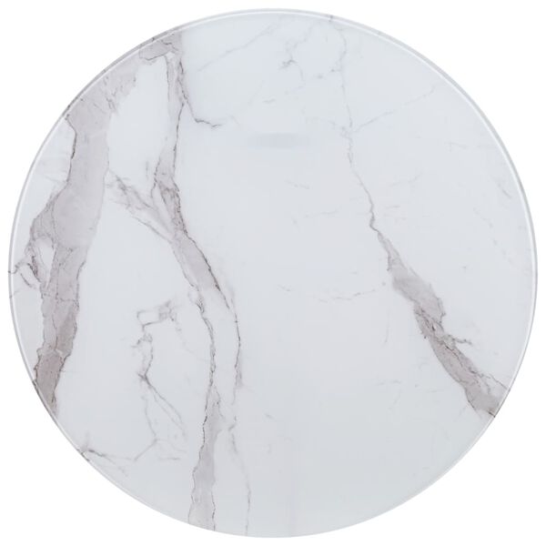 vidaXL Dessus de table blanc &Oslash;80 cm verre et texture de marbre