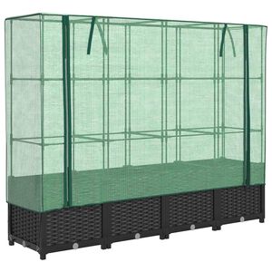 vidaXL Lit sur&eacute;lev&eacute; avec housse de serre aspect rotin 160 x 40 x 138 cm