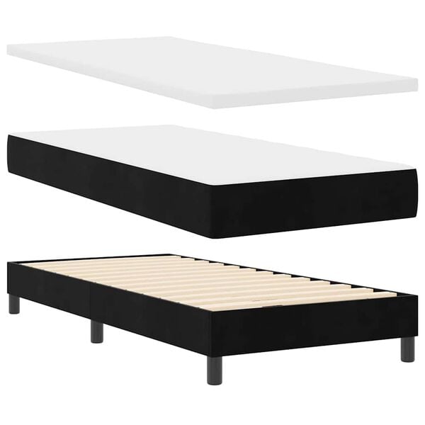 vidaXL Lit &agrave; ressorts avec matelas Noir 200 x 100 cm Polyester