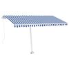 vidaXL Auvent manuel r&eacute;tractable sur pied 400x350 cm Bleu/Blanc