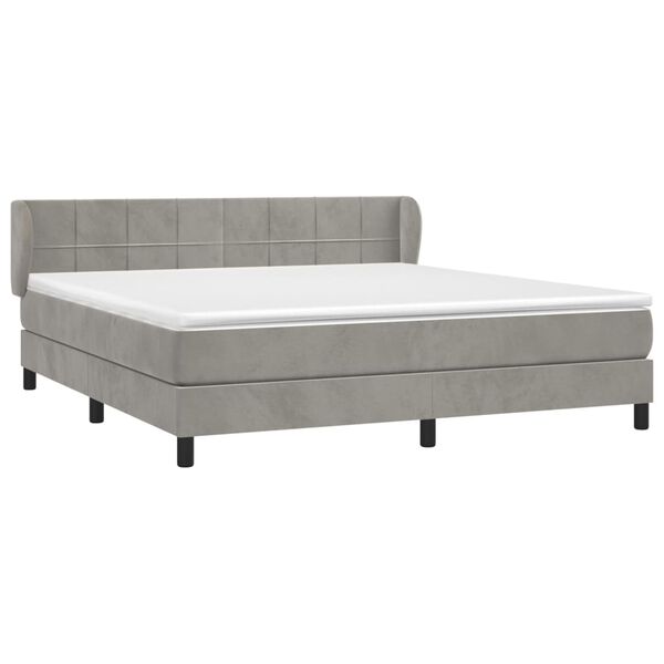 vidaXL Sommier &agrave; lattes de lit et matelas Gris clair 160x200cm Velours