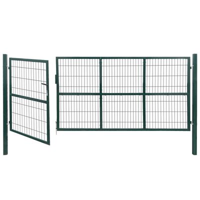 vidaXL Portail de clôture de jardin avec poteaux Acier 350x140 cm Vert