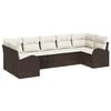 vidaXL Ensemble de canap&eacute; de jardin 7 pc Marron et blanc polyrotin