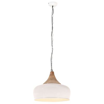 vidaXL Lampe suspendue industrielle Blanc Fer et bois solide 45 cm E27