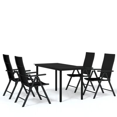 vidaXL Ensemble à manger de jardin 5 pcs Noir