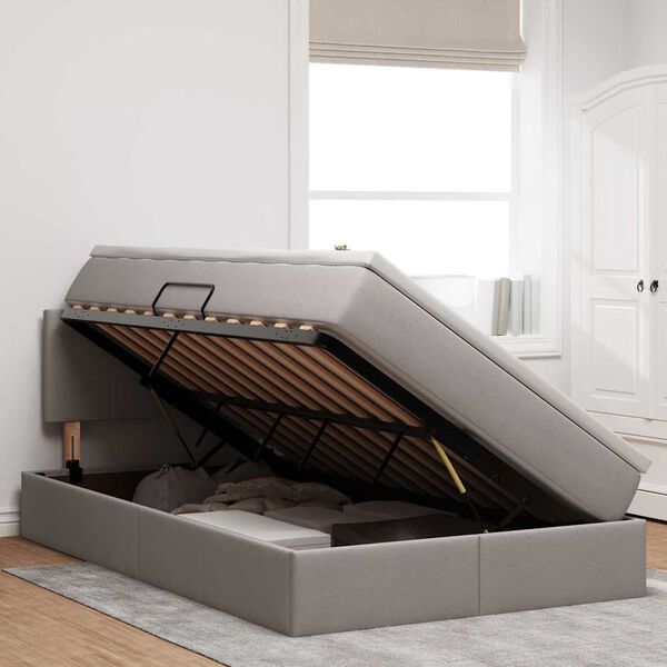 vidaXL Lit avec rangement et matelas avec matelas Taupe 120 x 190 cm