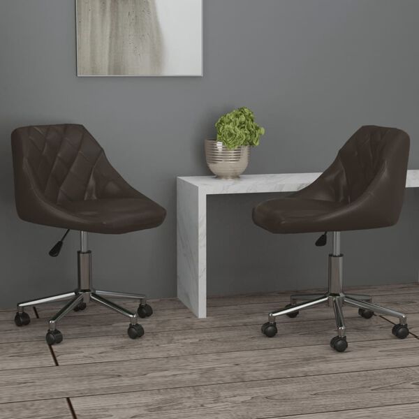 vidaXL Chaises &agrave; manger pivotantes lot de 2 marron similicuir