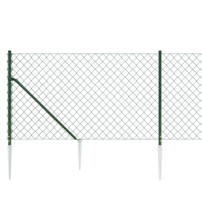 vidaXL Clôture à mailles losangées avec piquet d'ancrage vert 1x10 m