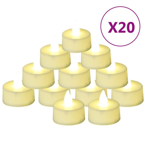 vidaXL Bougies &eacute;lectriques sans flamme &agrave; LED 20 pcs Blanc chaud