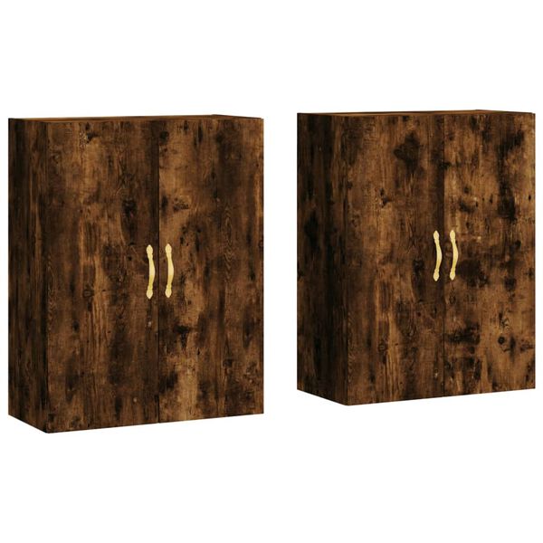 vidaXL Armoires murales 2 pcs ch&ecirc;ne fum&eacute; 69,5x34x90 cm