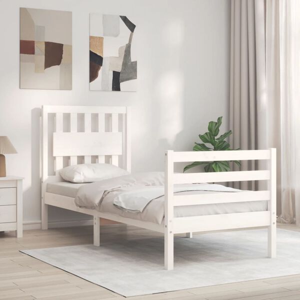 vidaXL Cadre de lit sans matelas blanc bois massif