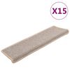 vidaXL Tapis d'escalier 15 pi&egrave;ces 65 x 21 x 4 cm Argent Bord rectangulaire