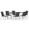 vidaXL Ensemble &agrave; manger d'ext&eacute;rieur 7 pcs Acier Noir