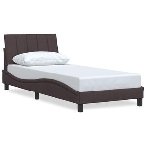 vidaXL Cadre de lit sans matelas Hanko marron fonc&eacute; 90x200 cm tissu