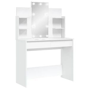 vidaXL Coiffeuse avec lumi&egrave;res LED blanc 96x40x142 cm