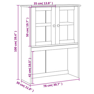 vidaXL Dessus de commode VIGO gris 78x30x100 cm bois massif de pin