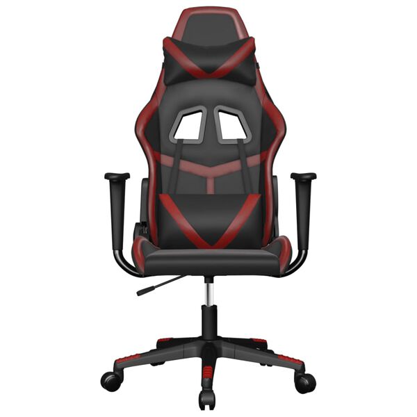 vidaXL Chaise de jeu de massage Noir et rouge bordeaux Similicuir