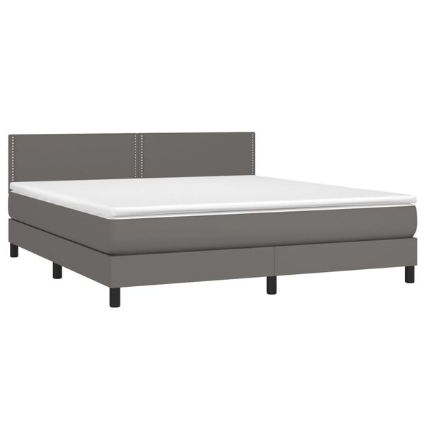 vidaXL Sommier &agrave; lattes de lit avec matelas et LED Gris 180x200 cm