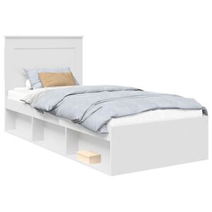vidaXL Cadre de lit avec t&ecirc;te de lit Blanc 75 x 190 cm Pin massif