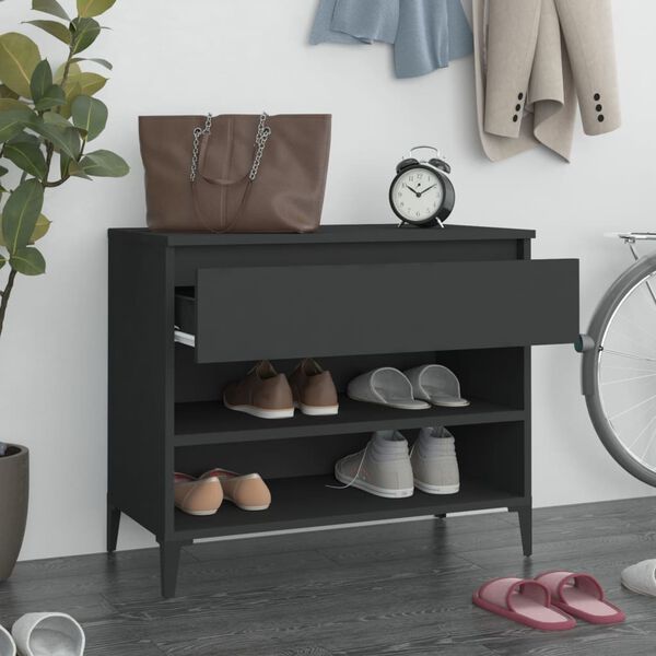 vidaXL Armoire &agrave; chaussures Noir 70x36x60 cm Bois d'ing&eacute;nierie