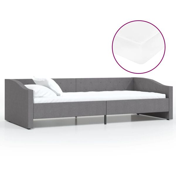 vidaXL Lit avec matelas et USB Gris clair Tissu 90x200 cm