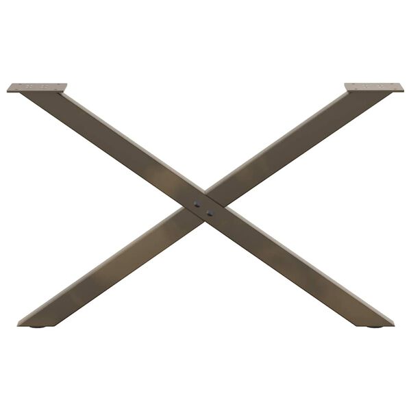 vidaXL Pieds de table basse en forme de X, 2 pi&egrave;ces, acier naturel, 70 x (42-43) cm