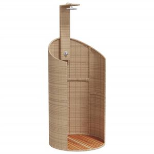 vidaXL Douche d'ext&eacute;rieur beige 100x100x241,5cm poly rotin bois acacia