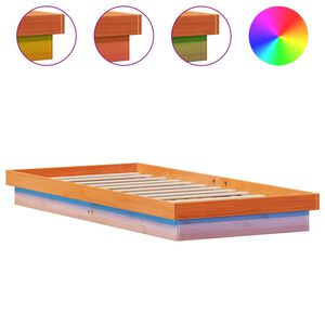 vidaXL Cadre de lit à LED sans matelas 90x200 cm bois massif