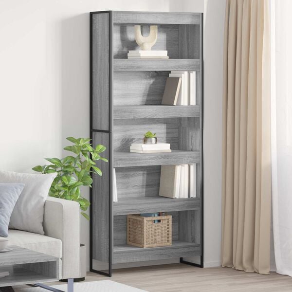 vidaXL Biblioth&egrave;que 2 pcs Gris Sonoma 80 x 30 x 155 cm