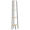 vidaXL &Eacute;tag&egrave;re d'angle 5 niveaux Marron clair et noir 45,5x31,5x180 cm